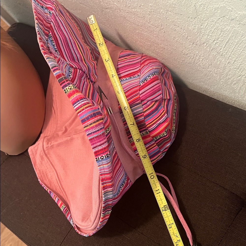 #1622**Pink Reversible Sun Hat with Striped Trim - Picture 5 of 6